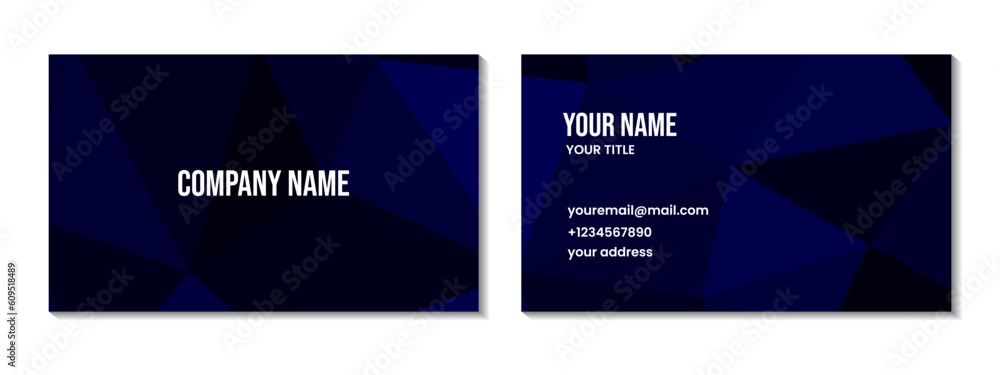 Fototapeta premium businesscard design abstract dark blue geometric background with triangles for business