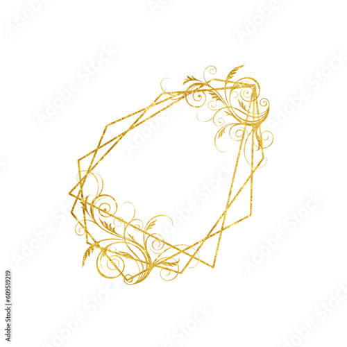 Gold frame isolated on a white background. Holiday cards. Wedding invitations.