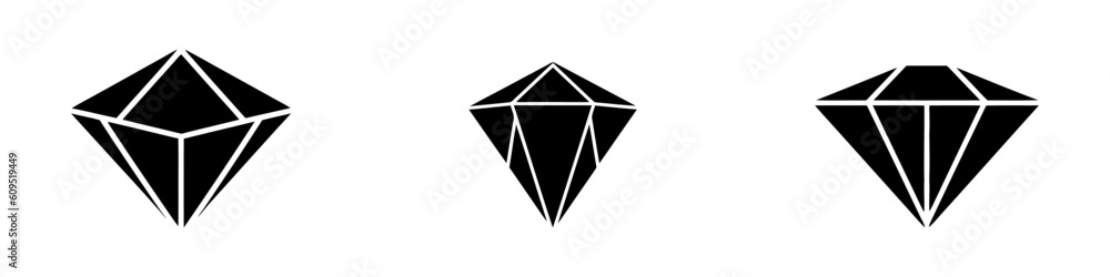 A set of diamonds in a flat style. Abstract black diamond collection icons. Linear outline sign. Vector icon logo design diamonds A set of diamonds in a flat style. Abstract black diamond collection icons. Linear outline sign. Vector icon logo design diamonds