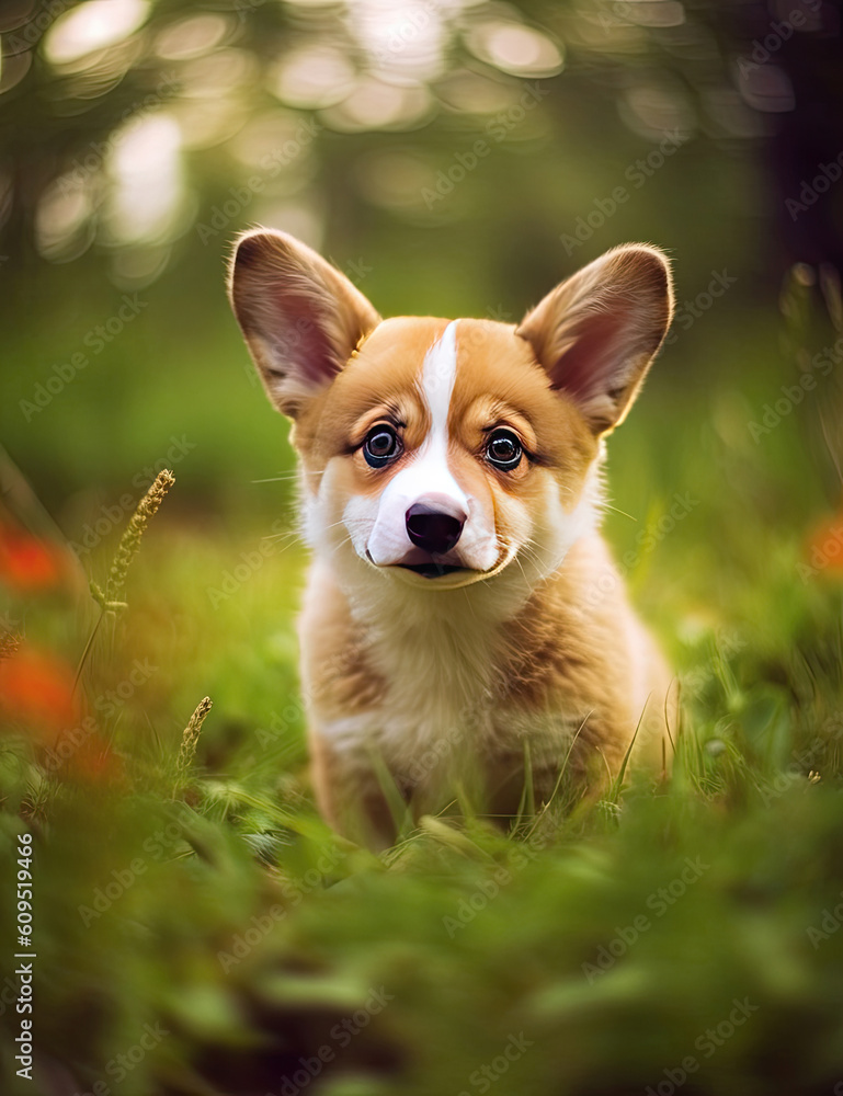 Adorable baby corgi, puppy, dog, fluffy, animal, pet, wall art, nursery art. Generative AI Adorable baby corgi, puppy, dog, fluffy, animal, pet, wall art, nursery art. Generative AI