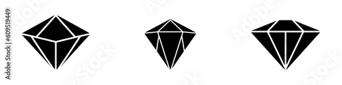 A set of diamonds in a flat style. Abstract black diamond collection icons. Linear outline sign. Vector icon logo design diamonds