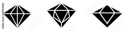 A set of diamonds in a flat style. Abstract black diamond collection icons. Linear outline sign. Vector icon logo design diamonds
