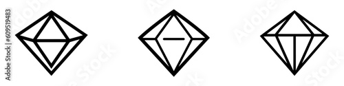 A set of diamonds in a flat style. Abstract black diamond collection icons. Linear outline sign. Vector icon logo design diamonds