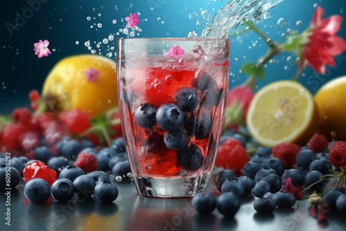 Wallpaper Mural Appetizing tasty Glass of berry juice. The concept of proper nutrition and vitamins in the crop. AI generated Torontodigital.ca