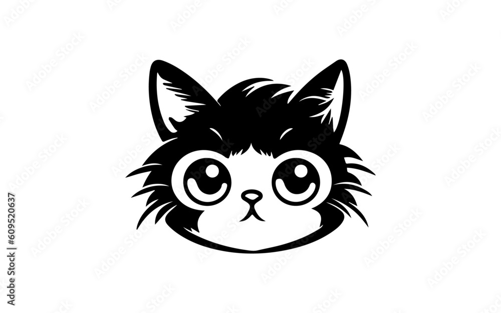 Doodle image of happy cat with line art style Doodle image of happy cat with line art style