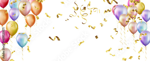 Pastel balloons on background.  Birthday party background, Copy space