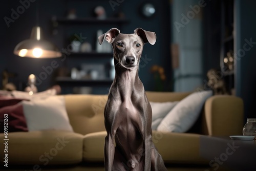 Grey Iggies Italian Greyhound. Generative AI photo