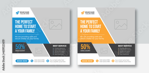 Real estate social media post web banner template