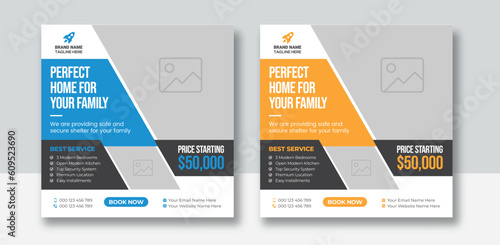 Real estate social media post web banner template