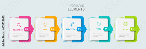 Business infographic template design icons 5 options or steps