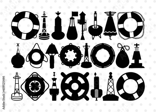 Nautical Buoy Silhouette, Nautical Buoy Svg, Buoy Svg, Life Buoy, Navy, Boat Helm, Nautical Buoy Bundle, SB00080