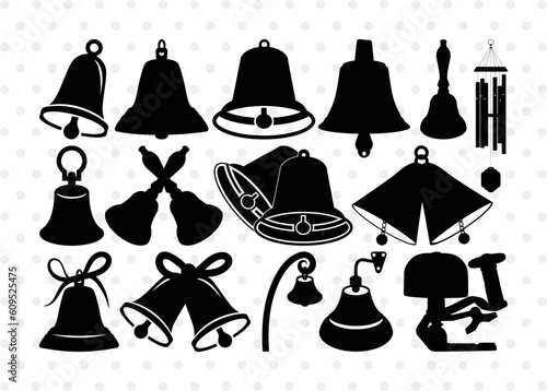 Bells Silhouette, Bells Svg, Wedding Bell Svg, Jingle Bells Bundle, Reception Bell, SB00064