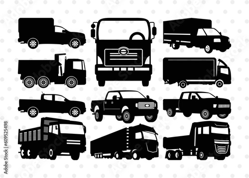 Truck Silhouette, Pickup Truck Svg, Container Svg, Semi Truck Svg, Cavard Van Svg, SB00054