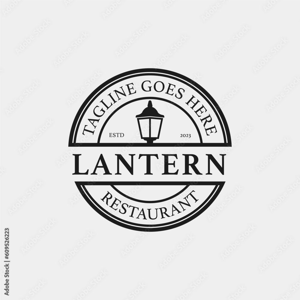 Creative lantern post lamp restaurant vintage logo design vector concept illustration idea