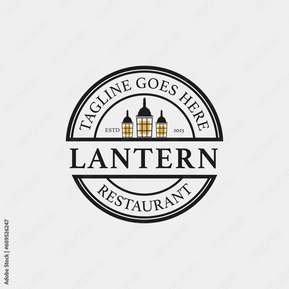 Creative lantern post lamp restaurant vintage logo design vector concept illustration idea