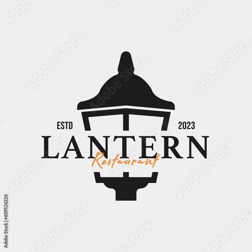 Creative lantern post lamp restaurant vintage logo design vector concept illustration idea