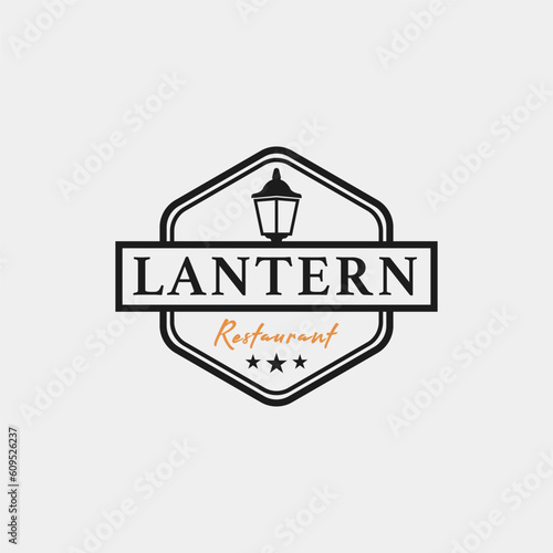 Creative lantern post lamp restaurant vintage logo design vector concept illustration idea