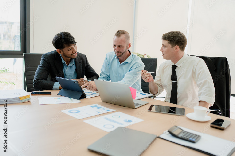 Asian business advisor meeting to analyze and discuss the situation on the financial report in the meeting room.Investment Consultant, Financial , teamwork ,brainstorming ,startup and accounting Asian business advisor meeting to analyze and discuss the situation on the financial report in the meeting room.Investment Consultant, Financial , teamwork ,brainstorming ,startup and accounting