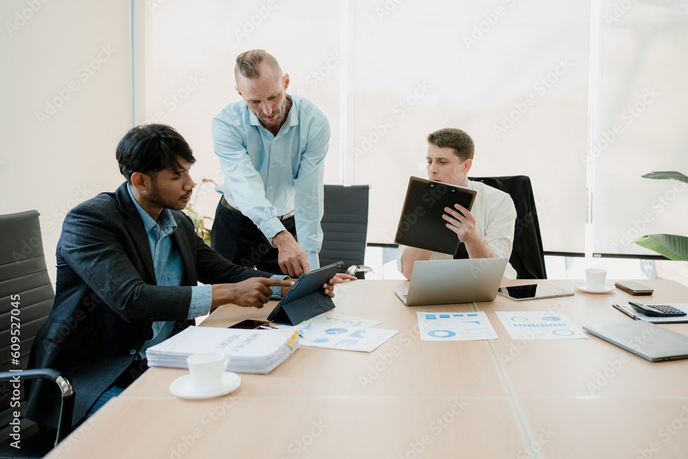 Asian business advisor meeting to analyze and discuss the situation on the financial report in the meeting room.Investment Consultant, Financial , teamwork ,brainstorming ,startup and accounting Asian business advisor meeting to analyze and discuss the situation on the financial report in the meeting room.Investment Consultant, Financial , teamwork ,brainstorming ,startup and accounting