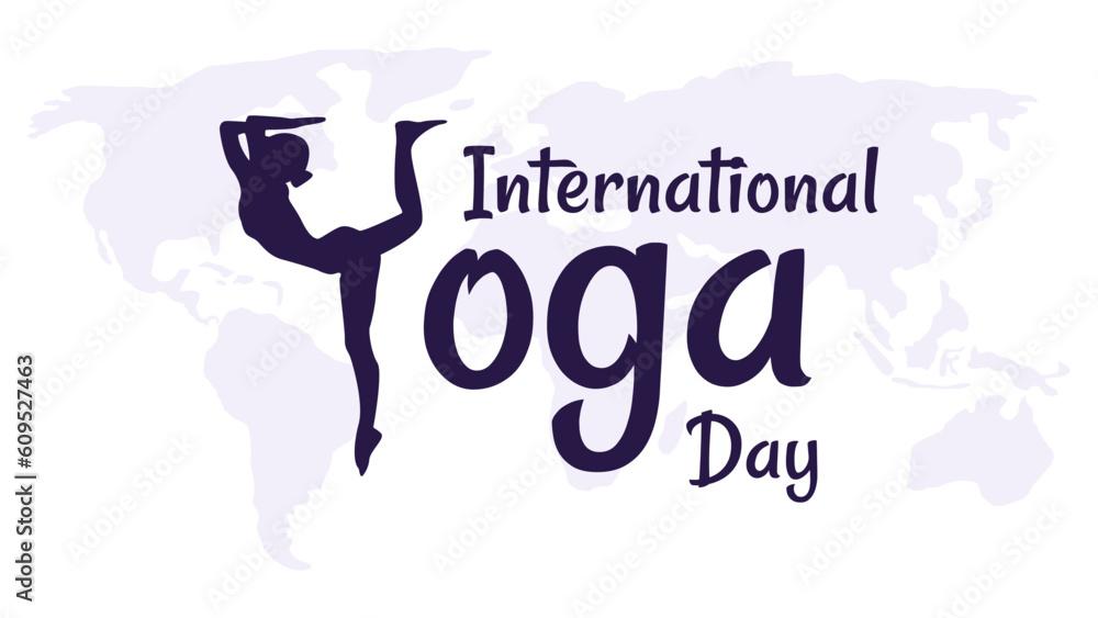 International yoga day with woman character doing yoga in silhouette
