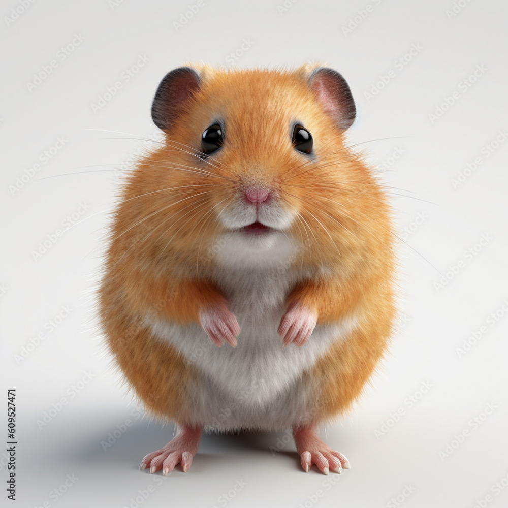 Brown Hamster smiling at the camera - Super Friendly and Cute - White Background Brown Hamster smiling at the camera - Super Friendly and Cute - White Background