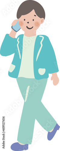 電話をしながら歩く人