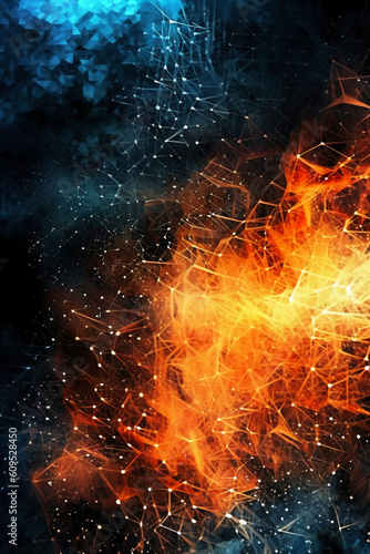 Technology and flames abstract graphical. AI generative