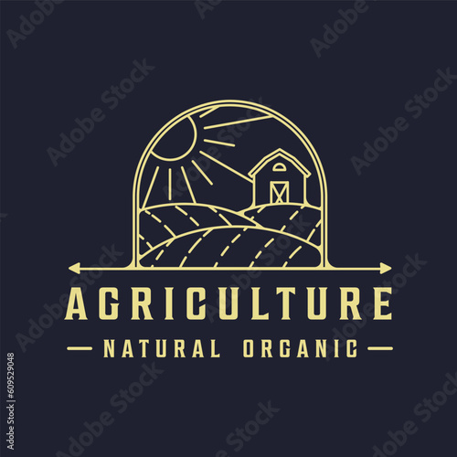 barn house logo line art vector illustration template graphic design