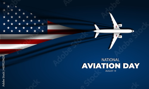 National Aviation Day August 19 Background Vector Illustration