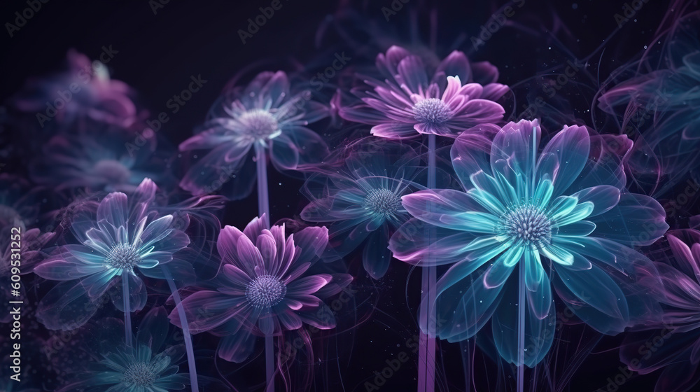 Floral background in pink and blue light, ai illustration Floral background in pink and blue light, ai illustration