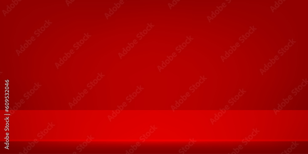 Abstract red gradient background empty studio room illustration. Space for selling products on the website. Vector illustration.