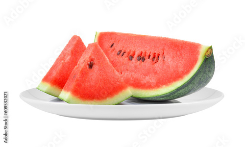 watermelon in plate isolated on transparent png