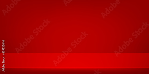 Abstract red gradient background empty studio room illustration. Space for selling products on the website. Vector illustration.