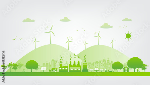 Eco friendly, Green city and sustainability development concept, vector illustration