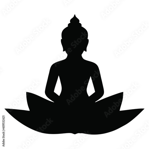silhouette of a person meditating flor de loto 