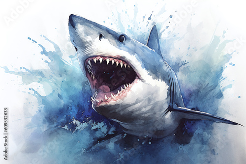 Water color portrait of Shark , Generative AI