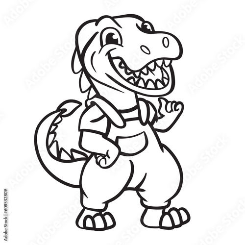Funny Cute T Rex Kids Coloring Pages Vector