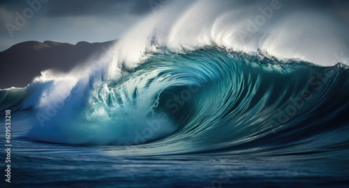a wave coming through a tropical ocean, generative AI