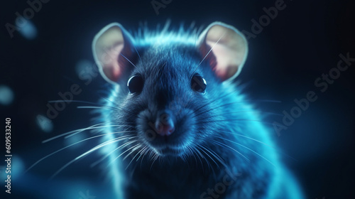 bioluminescent mouse on a dark room