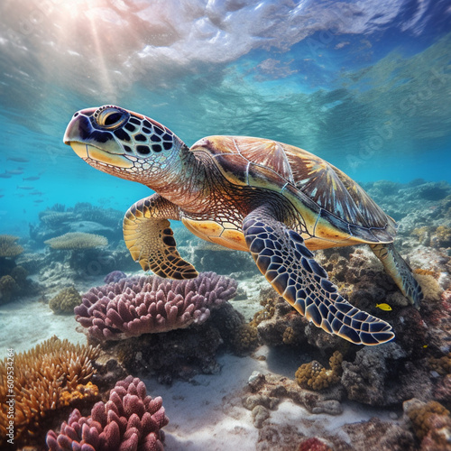 green sea turtle swimming © mech