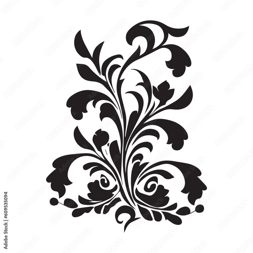 Floral Flower Vector illustration, Floral Vector Silhouette, this is  a Floral Black and white.