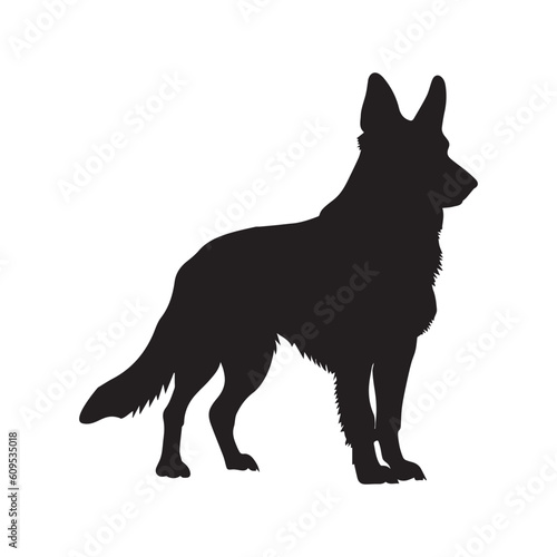 Dog Stand with pose Vector silhouette  dog black color silhouette.