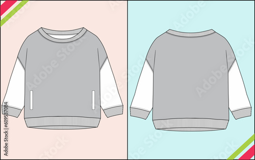 BOYS SWEAT SHIRT LONG FULL SLEEVE TECHNICAL FASHION FLAT SKETCH -2