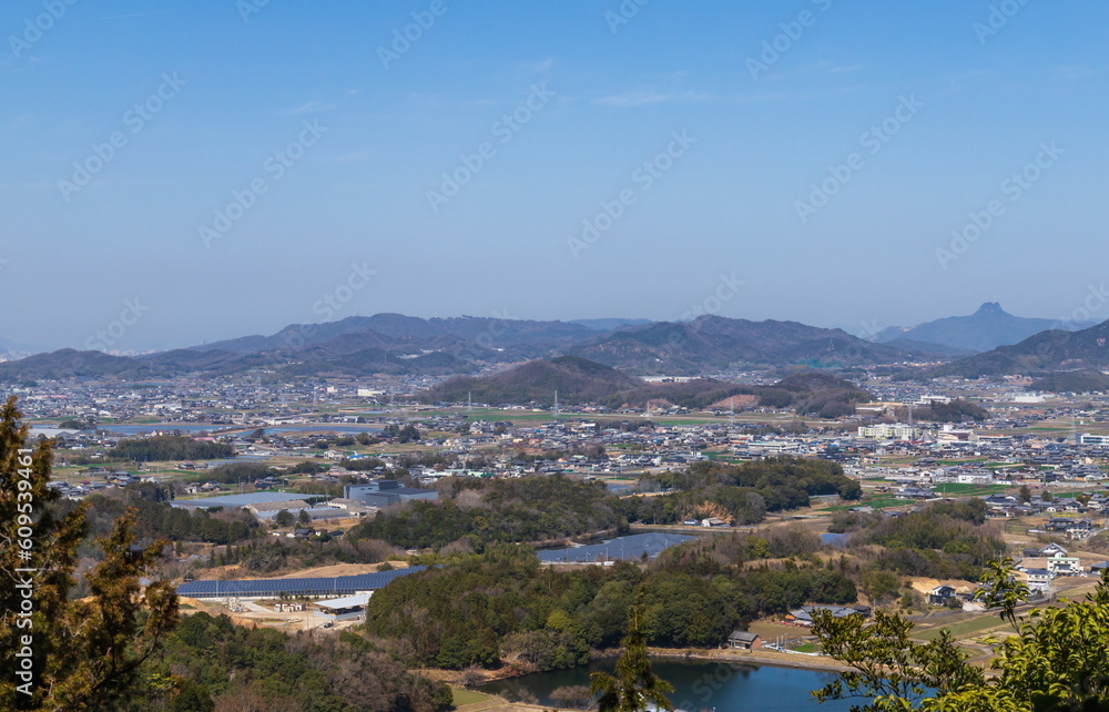 Landscape of sanuki city , view from monnyu park , kagawa, shikoku, japan