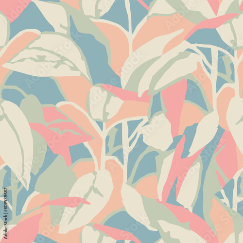 branch and leaf with neon color illustration seamless repeat pattern fashion and fabric surface design digital artwork