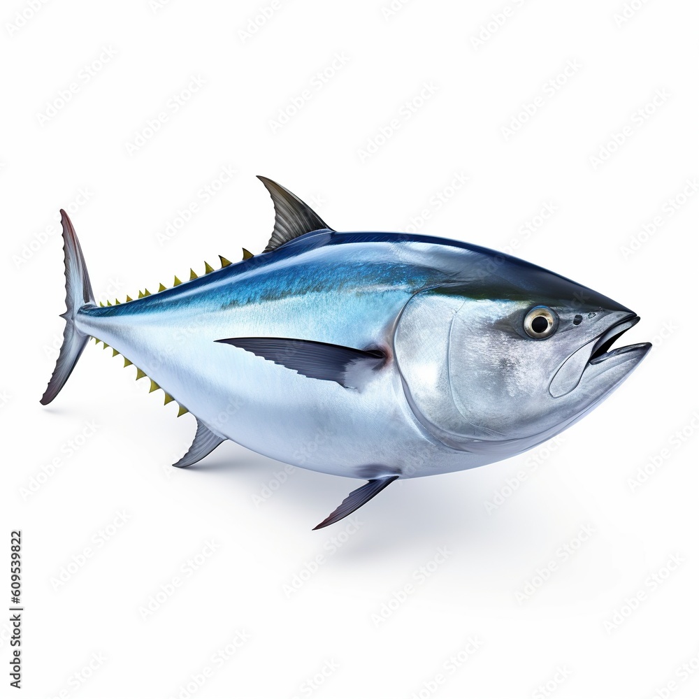 tuna fish isolated on white background, generative AI tuna fish isolated on white background, generative AI