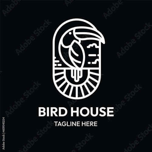 bird house toucan line art outline logo