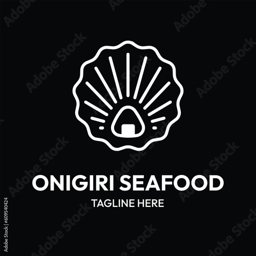 onigiri seafood line art outline logo