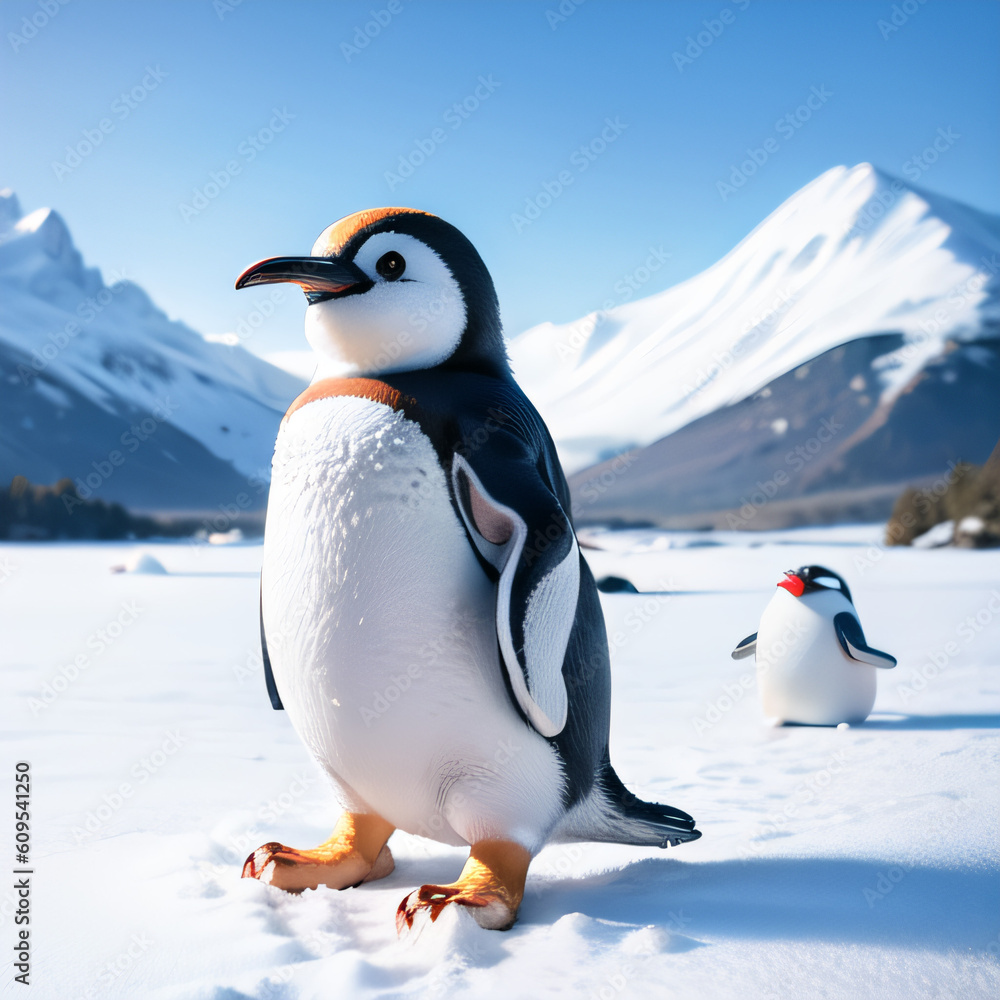 Naklejka premium emperor penguin in polar regions