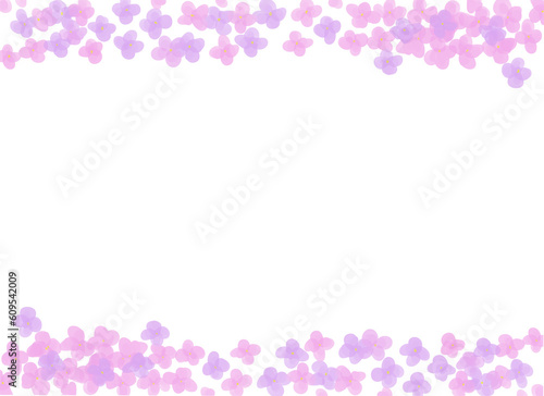 水彩風ピンク色の小花のフレーム © Saino Fumi